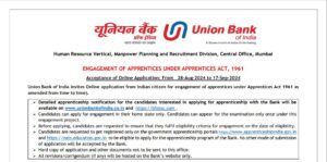 Union Bank Official Notification 2024