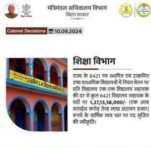 Bihar School Assistant Vacancy 2024