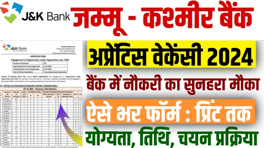 JK Bank Apprentice Vacancy 2024