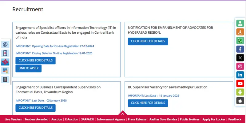 Central Bank of India SO Recruitment 2025