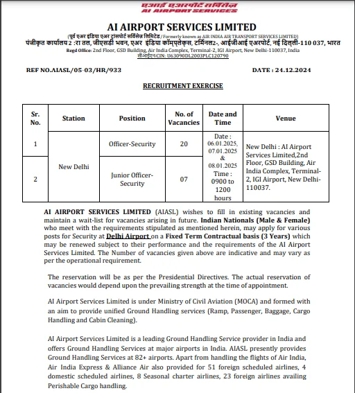 Airport Officer Security Recruitment 2025