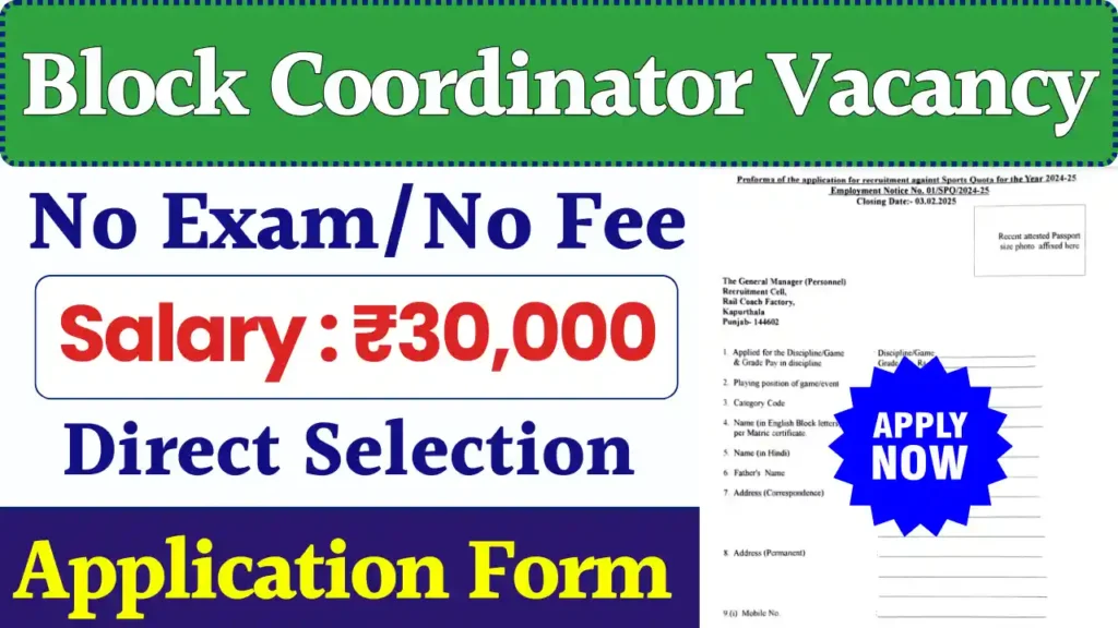 Bihar Block Coordinator Bharti 2025